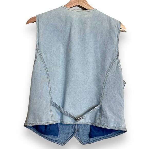 Vintage Liz Wear Gold Embroidered Denim Western Vest Women's Size M - Picture 2 of 7